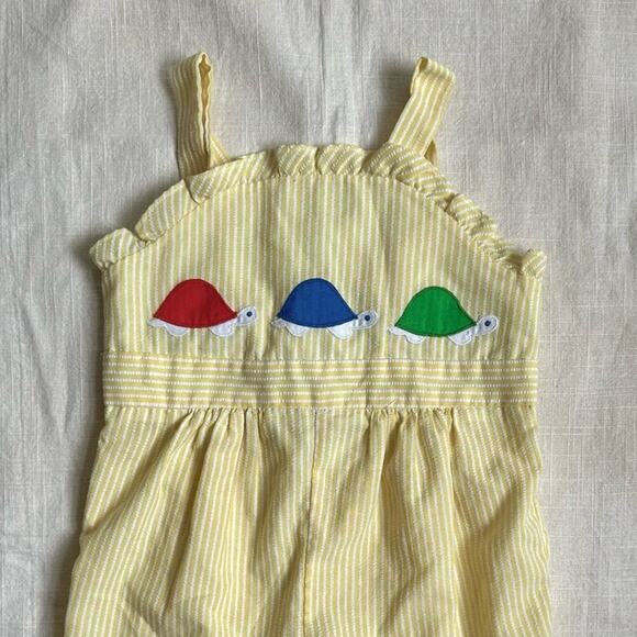Vintage Fischel by Johnston‎ Romper Yellow Turtles size 4 - Picture 2 of 15
